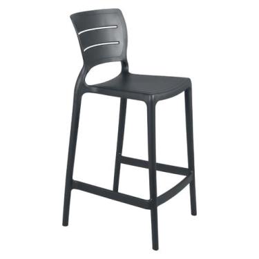 Imagem de Banqueta Alta para Cozinha Tramontina Amélia Grafite em Polipropileno 