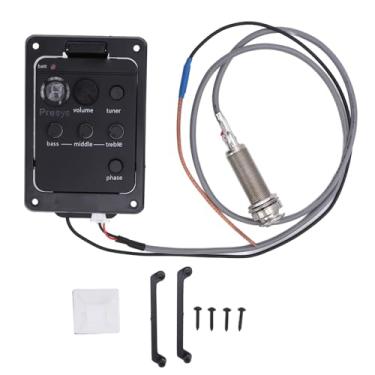 Imagem de Guitar Preamp EQ Equalizer Preamp Onboard com Built in Tuner Volume Bass Middle Treble Controles Interruptor de fase para guitarristas acústicos elétricos Material ABS Tamanho