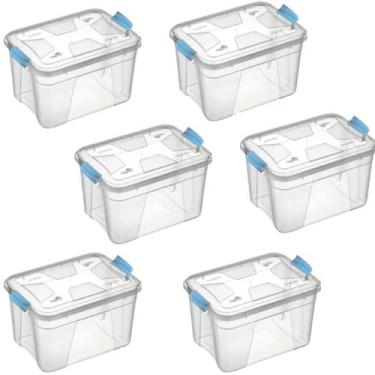 Imagem de Kit 6 Caixas Organizadoras Box Grande Multiuso 56 Litros Transparente 