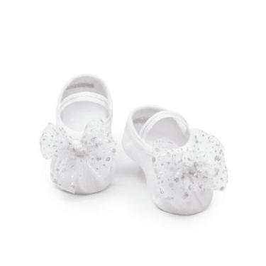 Imagem de Meia Menina Puket Sapatilha Antiderrapante com Aplique Colorida Branco