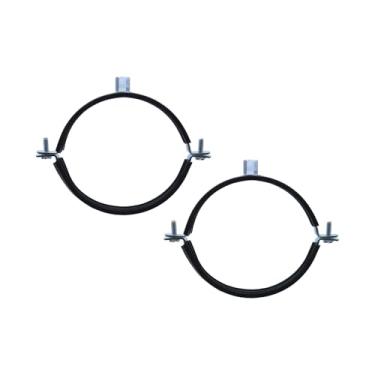 Imagem de Semetall Braçadeira de tubo de 12,7 cm com junta de borracha - Gancho de tubo galvanizado - Suporte de tubo de anel dividido - Suporte de conduíte rígido - Rosca M8/M10 Braçadeiras de tubo de metal