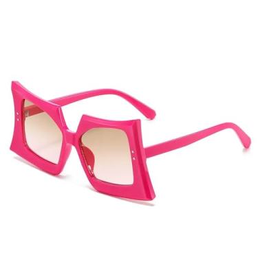 Imagem de JRLLFD Óculos de sol com formato especial, moda feminina e masculina, retrô, festa ao ar livre, UV400 (rosa chá)