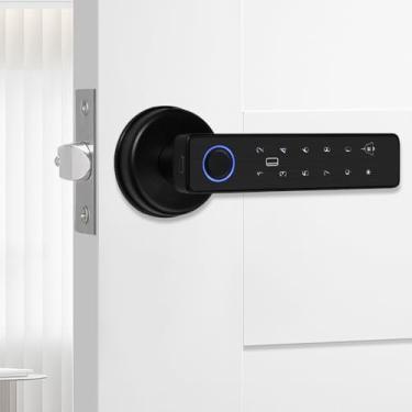 Imagem de OBO HANDS Fechadura inteligente com impressão digital, cartão RFID, senha e desbloqueio de aplicativo Tuya - Entrada sem chave para segurança em casa/escritório