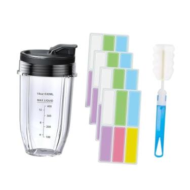 Imagem de IEUDNS Copo de reposição para liquidificador multiuso com tampa vedada, 24 etiquetas graváveis, caneca para mexer, copo de mistura portátil para servir, 18 onças