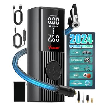 Imagem de VXSCAN Compressor de ar portátil inflador de pneu para pneus de carro, bateria de 150 PSI e 20000 mAh, bomba de pneu sem fio de inflação rápida, bomba de ar elétrica de 12 V CC e sem fio de energia