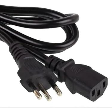 Imagem de Cabo de Força 3 Pinos Tripolar Universal 1,5m para PC, Monitor, Fonte, Impressora, TV – Bivolt – Padrão Novo Inmetro