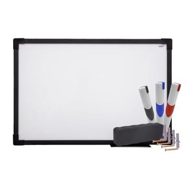 Imagem de Kit Quadro Branco Uv Moldura Mdf Revestido Preto Soft STALO, 40x30