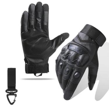 Imagem de Nswern Luvas táticas masculinas com tela sensível ao toque, com revestimento rígido, acolchoamento de palma de couro, para esportes ao ar livre, motocicleta, ciclismo, airsoft, paintball, caça
