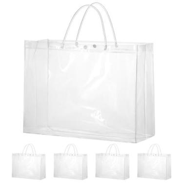 Imagem de Sacos de presente Woric Large Clear PVC 40x15x30cm com alça, pacote co