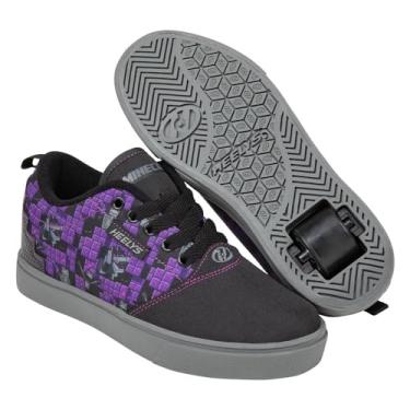 Imagem de HEELYS Tênis unissex infantil Pro 20 Minecraft (criança pequena/adulto) com salto com rodas, Preto/roxo, 13 Little Kid
