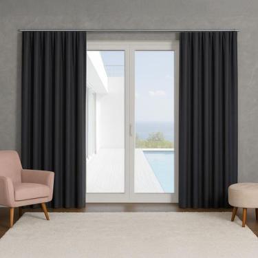 Imagem de Cortina Blackout para Trilho Suíço 600x270cm 2 Partes em Tecido 85% Bl