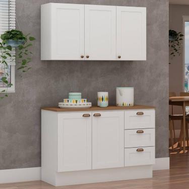 Imagem de Armário Cozinha Genialflex Provençal C/ Balcão C/ Tampo Bco