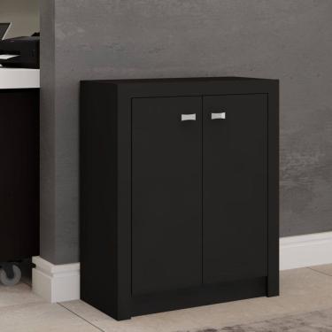 Imagem de Armário para Escritório Rose 2 Portas Baixo Preto - Panorama Móveis