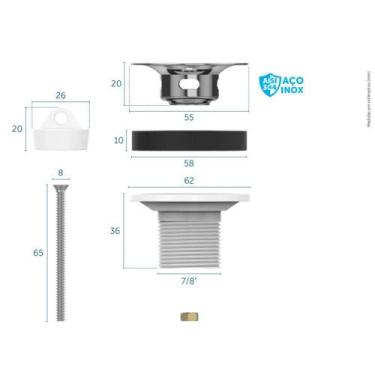 Imagem de Válvula Para Lavatório Aba Aço Inox C/ Parafuso Blukit