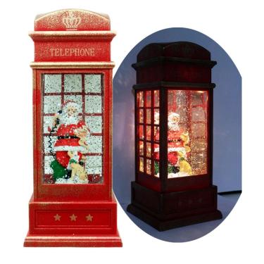 Imagem de Cabine Telefone Inglês Dog Papai Noel Natal Musical De 26cm