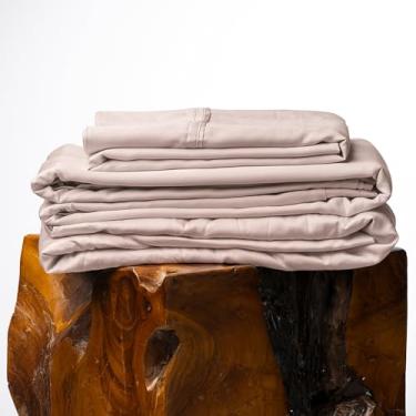 Imagem de Olive + Crate Conjunto de lençóis de eucalipto – Lençóis refrescantes para pessoas com sono quente – 100% liocel tencel orgânico – tamanho king – hipoalergênico, absorvente de umidade – bolsos