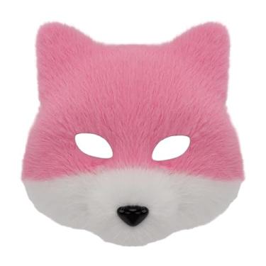 Imagem de UxicRuya Meia Máscara Facial Máscara Animal Máscara de para Clube Palco Carnaval Baile de Fantasia Adultos, Rosa Branco