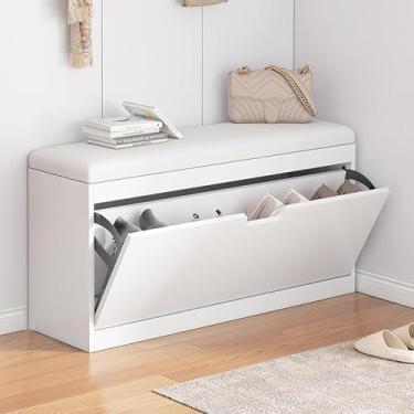 Imagem de Sapateira Independente,armário De Sapatas De Balde Basculante Moderno,banco De Sapateira,armazenamento De Sapateira Estreita De Entrada Com Portas,organizador De Sapateira D, White, 60 * 17 * 45Cm