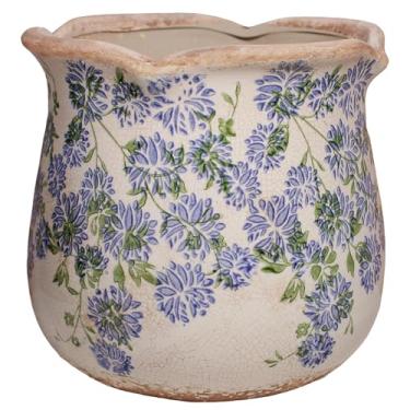 Imagem de Vasos de cerâmica para plantas, vaso de plantas vintage com orifício de drenagem, vaso de 15,5 cm para plantas de interior, vaso de flores com acabamento de esmalte rachado, vaso de cerâmica toscana