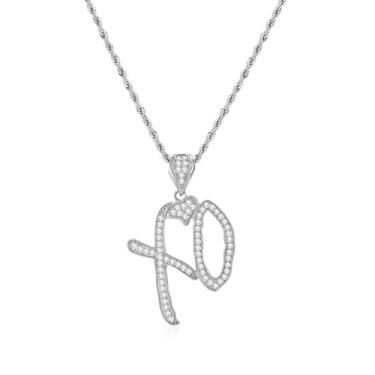 Imagem de INNERDIVA XO Colar feminino com pingente de letra prata e ouro, corrente XO delicada em liga metálica, joias minimalistas, presentes, Zinco, Sem Pedra Preciosa