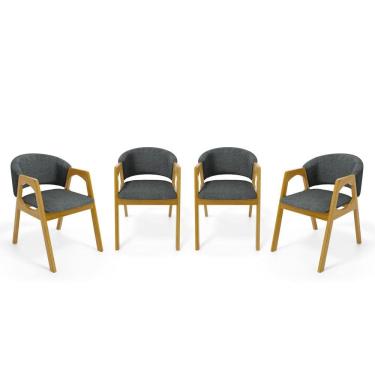 Imagem de Kit Com 4 Cadeiras Agatha Madeira Maciça Estofada Para Mesa De jantar