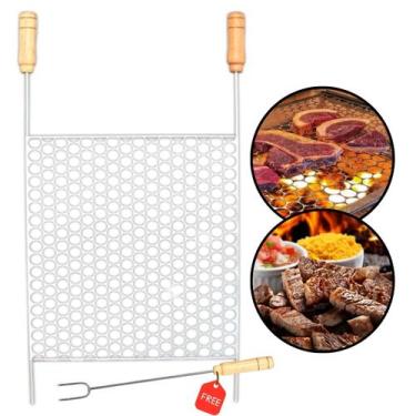 Imagem de Grelha Moeda Galvanizado 40x50cm para Churrasqueira Parrilla Peixe Cos