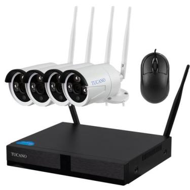 Imagem de Kit DVR Tucano WF-04 - 4 Canais - 4 Cameras - 1080P - Sem Fio - Preto 
