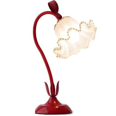 Imagem de Abajur de cabeceira Flores do Campo Quarto Romântico Cabeceira Luz Noturna Atmosfera Luminária de Mesa Decorativa com(Red)