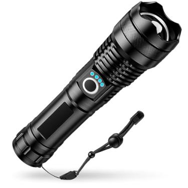 Imagem de Lanterna Tática T9 LED P50 Recarregável USB – Super Potente com Zoom Ajustável para Trilhas, Vigilância, Acampamento e Caça Linha Premium