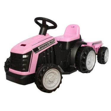 Imagem de Mini trator eletrico infantil com reboque rosa - importway