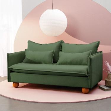 Imagem de Sofá Modular 2 Lugares Pé Bolinha Sôma Cabecasa Madeiramadeira Verde