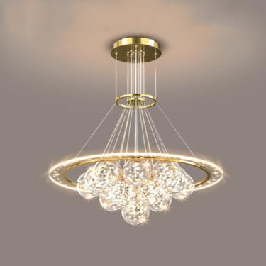 Imagem de Lustre de vidro moderno 6/12 luzes, luminária pendente globo de bolha de meados do século, luminária pendente redonda estrela cheia, luminária pendente com altura ajustável compatível com sa