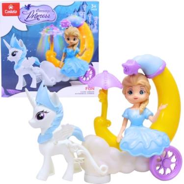 Imagem de Brinquedo Carruagem de Unicórnio Princesa Azul Luz e Som Castela