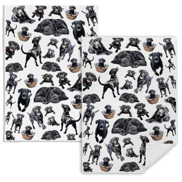 Imagem de FITIE Toalhas de cozinha pretas Labrador Retriever, presentes de laboratório pretos para mulheres, panos de prato de chá, toalha de mão decorativa de cachorro fofo para banheiro, 40,6 x 61 cm