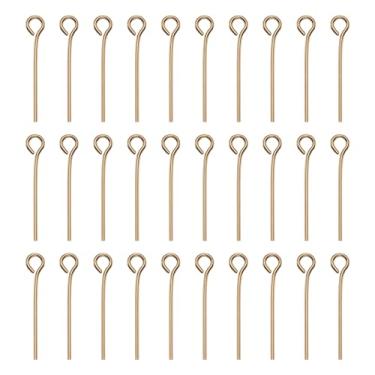 Imagem de HARFINGTON 100 pinos de cabeça de olho aberto, 2 cm, 20 mm, mini pinos de fio de metal, contas, pequenas agulhas a granel para brinco, pingente, colar, pulseira, pingente, joias, achados, champanhe