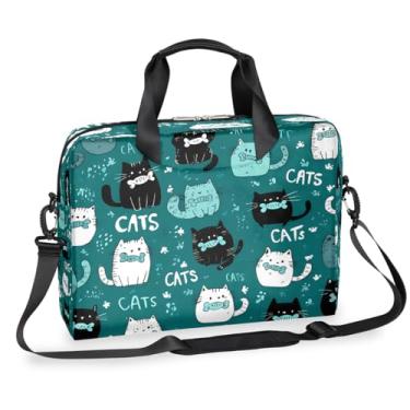 Imagem de Bolsa de laptop vintage girassol floral floral para laptop pasta para notebook bolsa de transporte para mulheres 15,6 40,6 cm, Gato multicolorido, 15.7 x 3 x 11.8 in