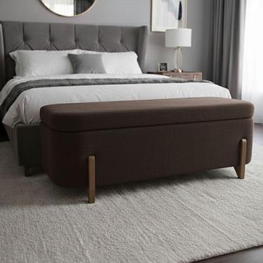 Imagem de Banco Baú Organizador Estofado Orgânico Milão Peseira 1,40 Bouclê Marr