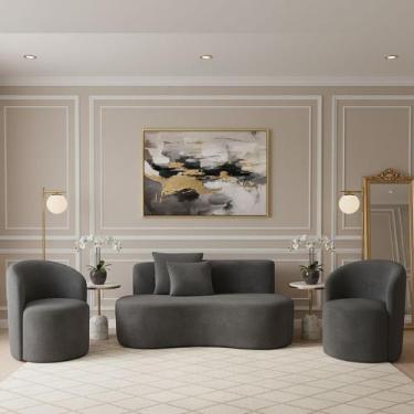 Imagem de Conjunto Decorativo 02 Poltronas + Sofá Curvo Orgânico Nature Gaia Vel