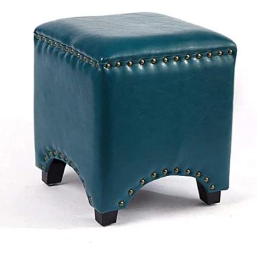 Imagem de Banqueta dobrável para armazenamento de pés banquinho de pés e banco de mudança de sapato banco quadrado de madeira maciça pequeno cais banco de sofá doméstico banco de couro para sala de provação, 5