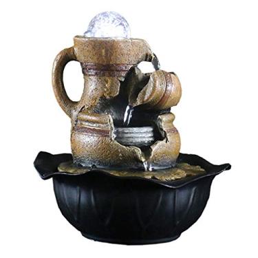 Imagem de Fonte de mesa para uso interno, fonte de água para mesa, 25,4 cm de altura, cascata, interior, lazer, para mesa, escritório, pátio, casa, quarto, secretária, fontes