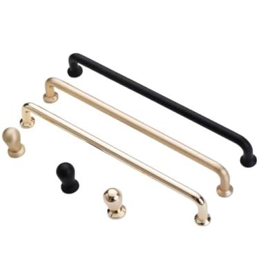Imagem de CXYFQUUK Puxadores e puxadores de armário escovados de cobre de liga de zinco puxadores de porta de armário de cozinha ferragens de móveis 2 peças (preto 192 mm)