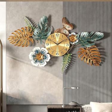 Imagem de WYUYIWH Relógio de parede arte moderna grande relógio de parede 35,4 polegadas design de folha de metal criativo silencioso sem tique-taque relógios para sala de estar quarto casa decoração de parede