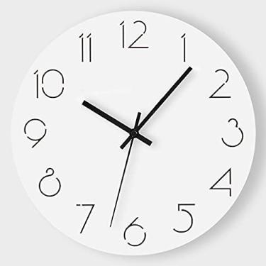 Imagem de Relógio de parede nórdico, silencioso, sem tique-taque, números arábicos, madeira, formato redondo, wall clock grande para escritório, sala de estar, quarto, decoração de casa