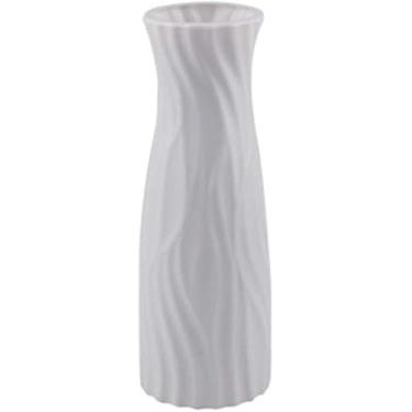 Imagem de Vaso de plástico de origami, garrafa de imitação de cerâmica, vaso para decoração de casa, cesta de flores de estilo nórdico, vaso (cor: C cinzento) (B cinzento)