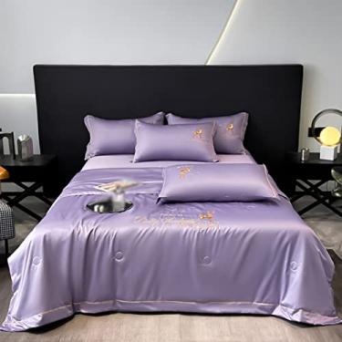 Imagem de 5JJJLOOOPP Edredão, edredom legal, conjunto de 4 peças, colcha de verão, solteiro, A, bordado, brilhante, edredom legal, cor 6, conjunto de 3 peças, cobertor de joelho, lavável (cor 9, D)