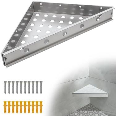 Imagem de Kit de banco de chuveiro de canto flutuante - assento de chuveiro de azulejo personalizado, melhor moldura de banco, banco de chuveiro de montagem na parede e descanso de pés para barbear de banheiro