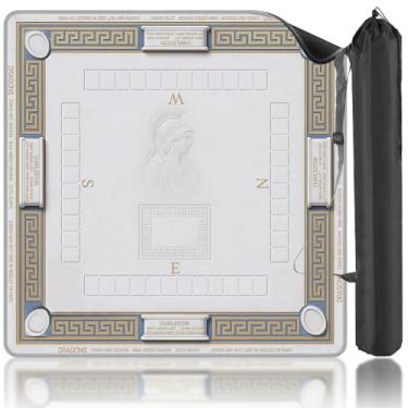 Imagem de American Mahjong Mat with Charles Rules + Carrying Bag, 32"x32" Non-Slip Noise Reducing Table Cover for Poker, Card & Board Games, Premium Gaming Mat(White)