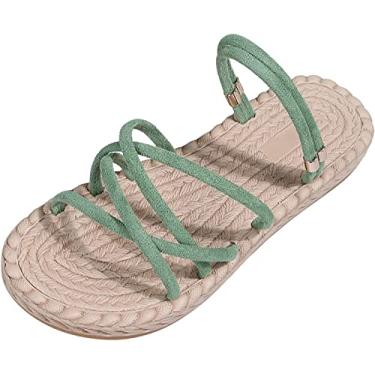 Imagem de Pantufas na cor slip sólido respirável praia verão, Verde, 5.5