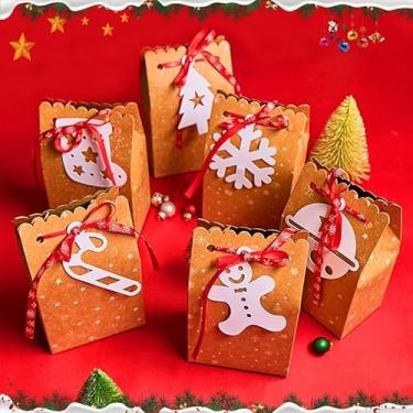 Imagem de 4 pçs/conjunto caixa de embalagem de Natal bonito padrão de Natal saco de presente de biscoito doce 2026 caixa de presente de festa de Natal, 19 * 25 cm