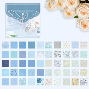 Imagem de Papel para scrapbook, 100 peças, artigos de papelaria, papel decorativo, suprimentos para notas, fotos, diário, álbuns, padrões sortidos, azul